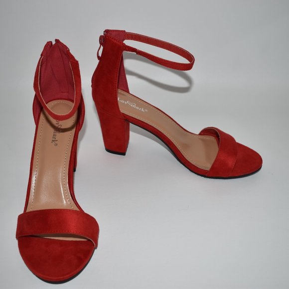Lov Mark Women's New Red Open Toe Red Heels US 7.5 - Picture 8 of 10